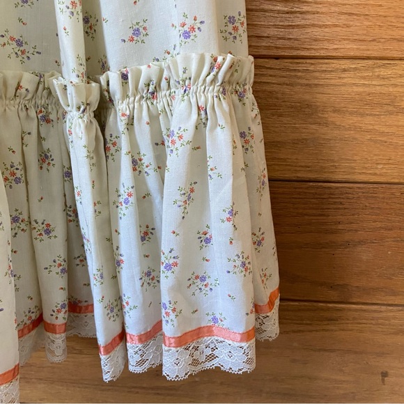 Vintage 70s 80s handmade cottagecore midi ditzy floral prairie dress pearl - Picture 4 of 6
